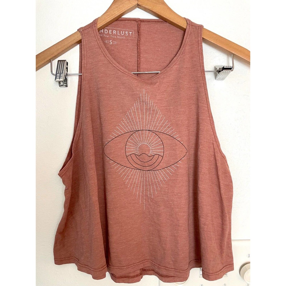 Wanderlust Tank Women's S Brown Find Your True North Crop